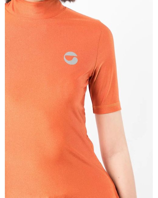 Coperni Orange Logo-Print Mock-Neck T-Shirt