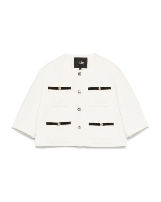 Maje White Cropped Jacket