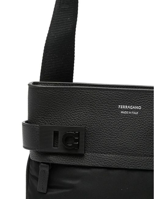 Ferragamo Black Logo-Detail Messenger Bag for men