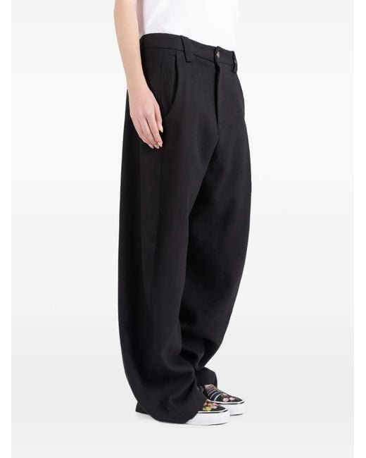 Societe Anonyme Black Bloom Wide-Leg Wool Trousers