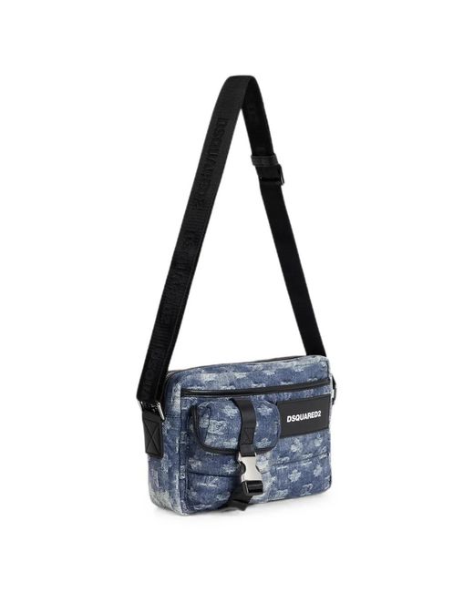 DSquared² Blue D2 Monogram Cross Body Bag for men
