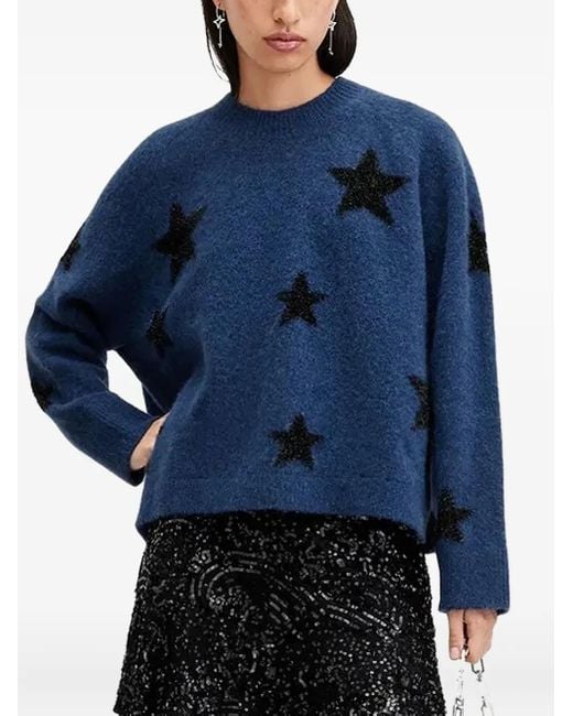 Jersey Starlet con estampado en intarsia AllSaints de color Blue