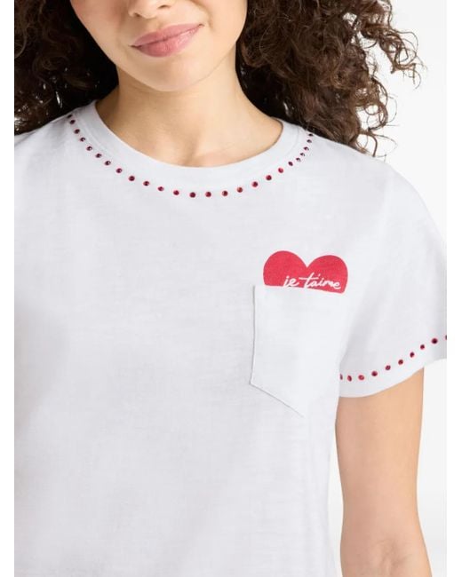 Cinq À Sept White Heart-Pocket T-Shirt