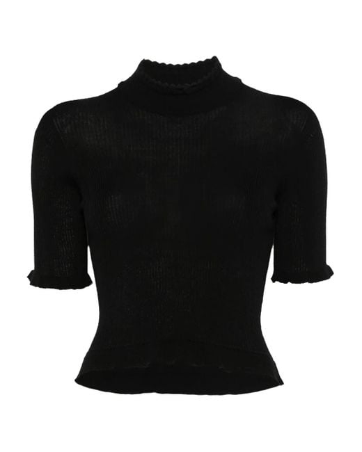CECILIE BAHNSEN Black Ruffled Sweater