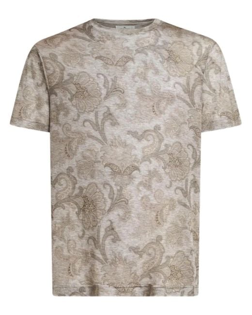 Etro Gray Paisley-Print T-Shirt for men