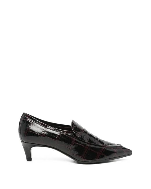 LORENA PAGGI Black Croc-Effect Pointed-Toe Pumps