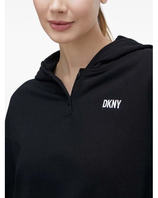DKNY Black Button-Placket Hoodie
