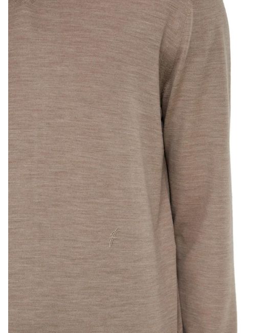 Ferragamo Gray Knitted V-Neck Sweater for men