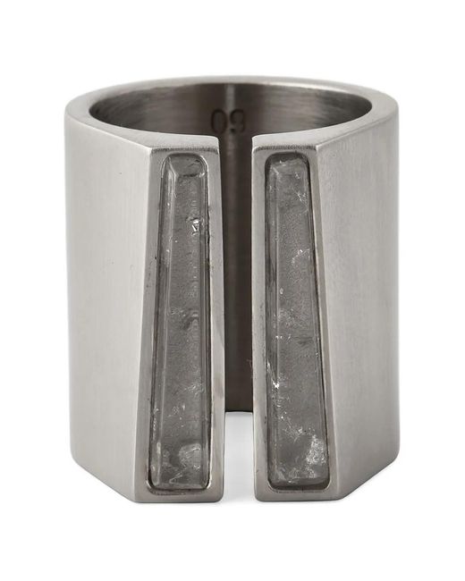 Rick Owens Gray Crystal Open-Band Ring