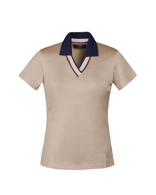 Moorer Natural Esker-Jcg V-Neck Polo Shirt