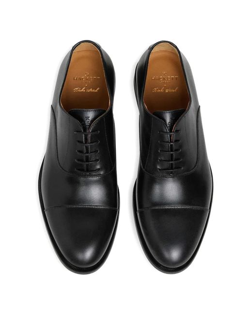 Hackett Black Working Leather Oxford Shoes for men
