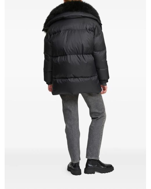Yves Salomon Black Lambswool-Trim Puffer Jacket