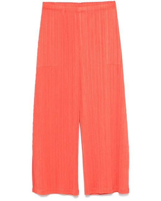 Pleats Please Issey Miyake Red Pleated Trousers