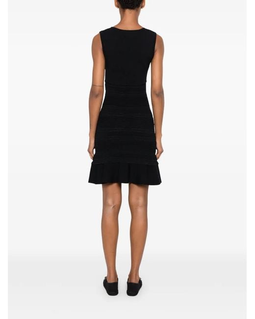 Sandro Black Ruffled Knitted Mini Dress