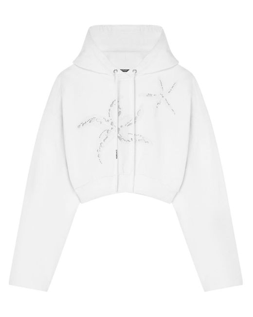 Versace Cropped Hoodie Met Geperforeerd Detail in het White