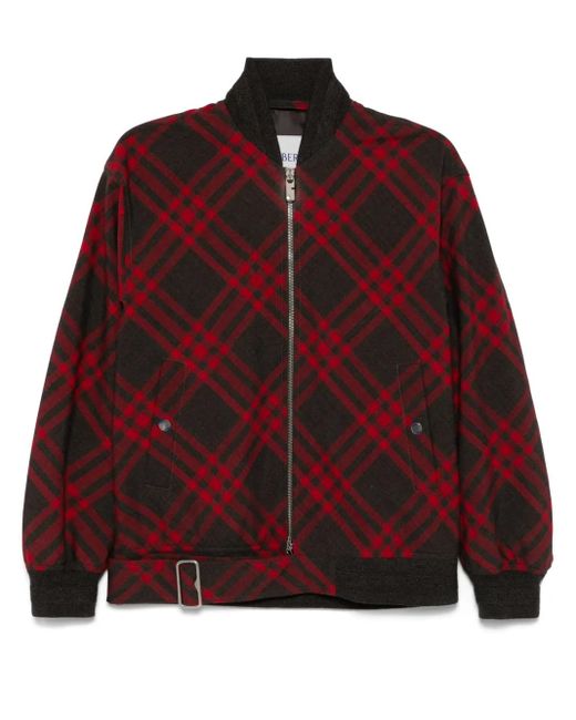 Burberry Geruit Bomberjack in het Red