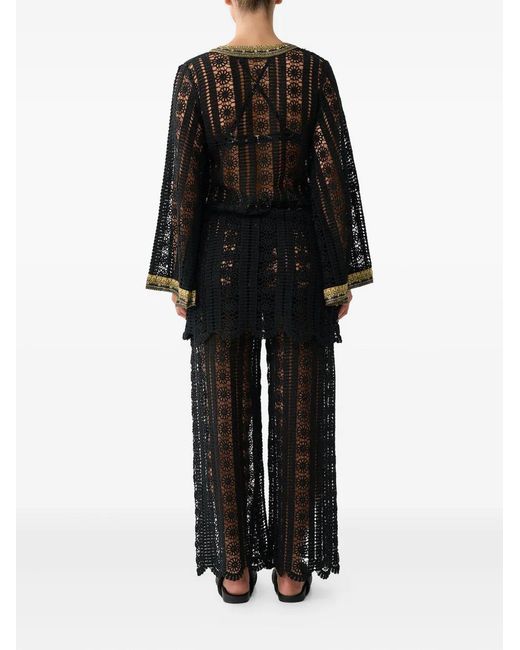 Camilla Black Lace Deep V-Neck Tunic