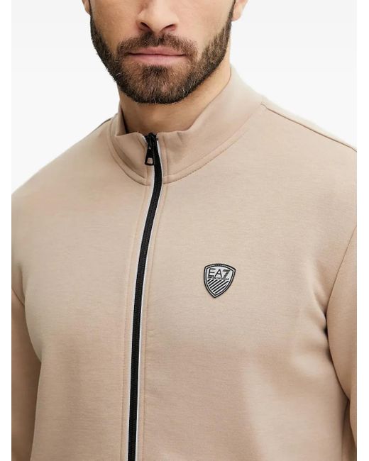 EA7 Natural Logo-Plaque Zip-Up Sweatshirt for men