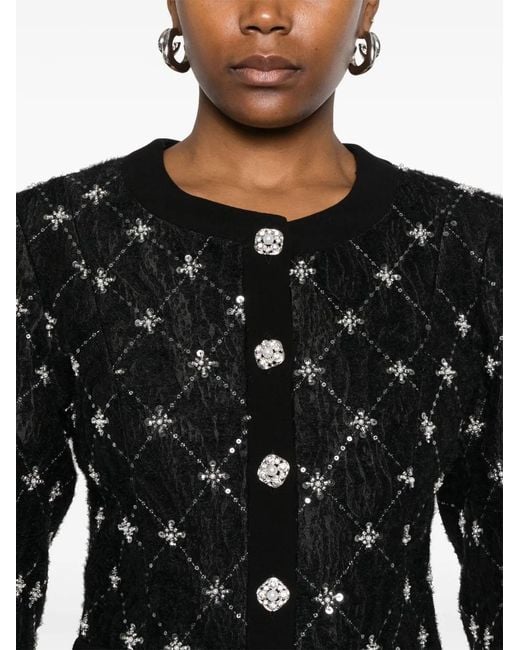 Nissa Black Embroidered Jacquard Jacket