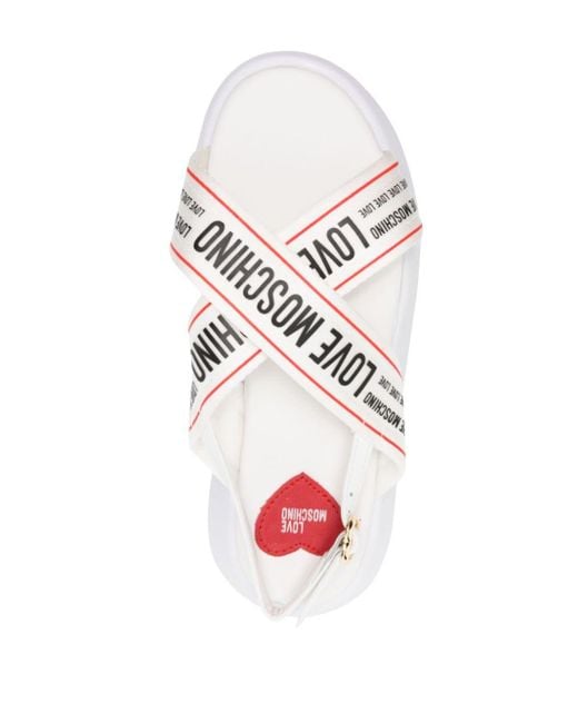 Love Moschino White Sling Back Platform Sandals
