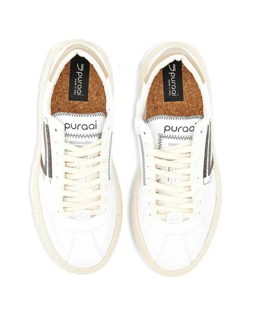PURAAI White Leather Panelled Sneakers for men