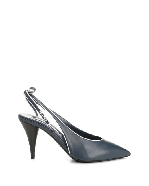 Miu Miu White Bow-Detail Slingback Sandals