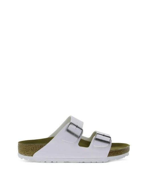 Birkenstock White Arizona Buckle-Fastening Leather Sandals