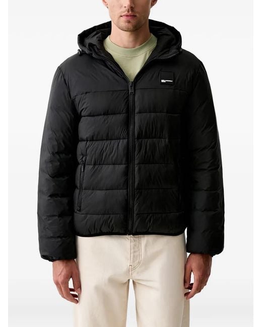 Karl Lagerfeld Black Hooded Quilted Jacket for men