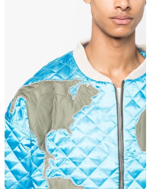 Who Decides War Blue Global Grid Bomber Jacket for men