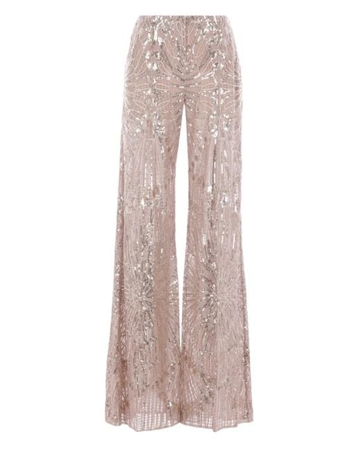 Elie Saab Broek Met Borduurwerk in het Pink