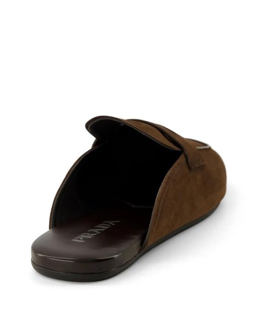 Prada Brown Penny-Slot Suede Mules for men