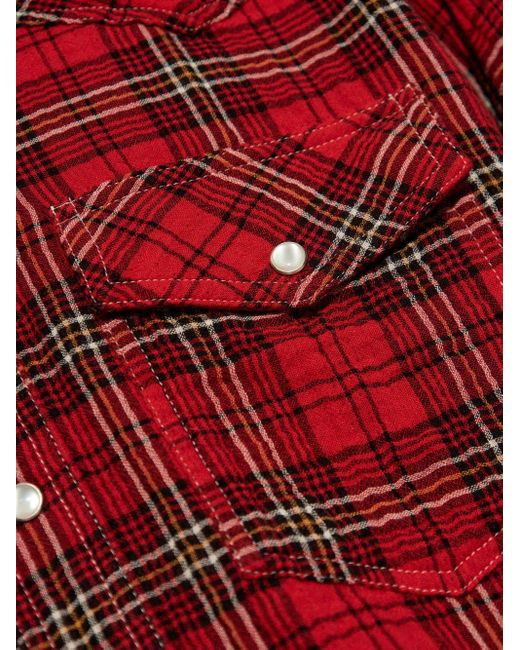 Isabel Marant Red Plaid-Check Cotton Shirt for men