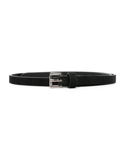 D4.0 Black Double-Strap Leather Belt for men