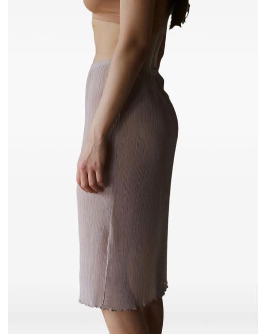 Baserange Gray Crinkled-Finish Straight Skirt