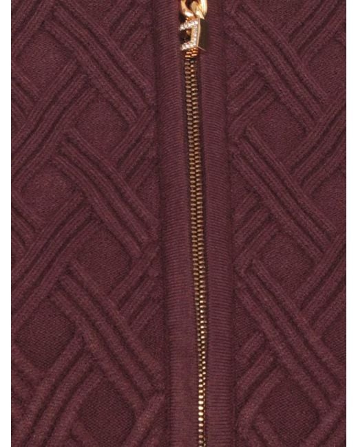 Elisabetta Franchi Cropped Trui Met Rits in het Purple