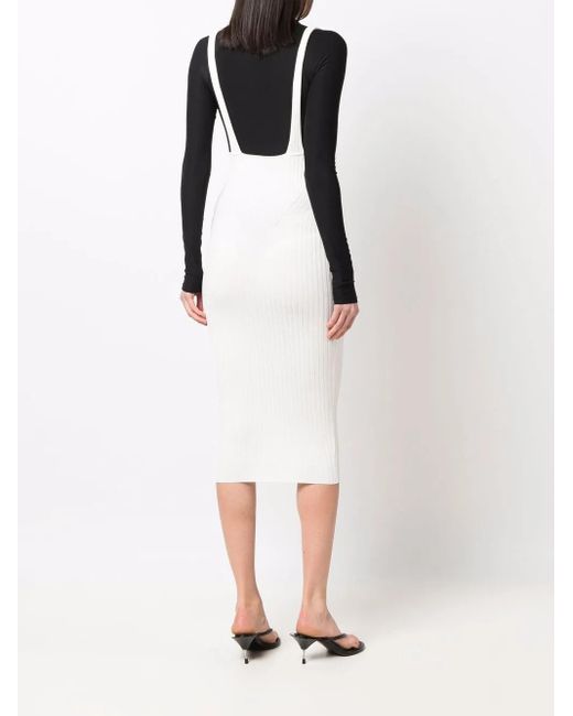 ANDREADAMO White Ribbed-Knit Pinafore Skirt