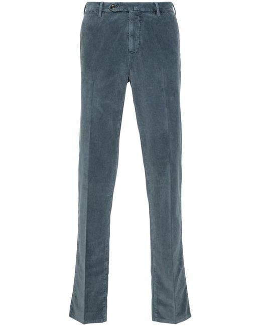 PT Torino Blue Pressed-Crease Trousers for men