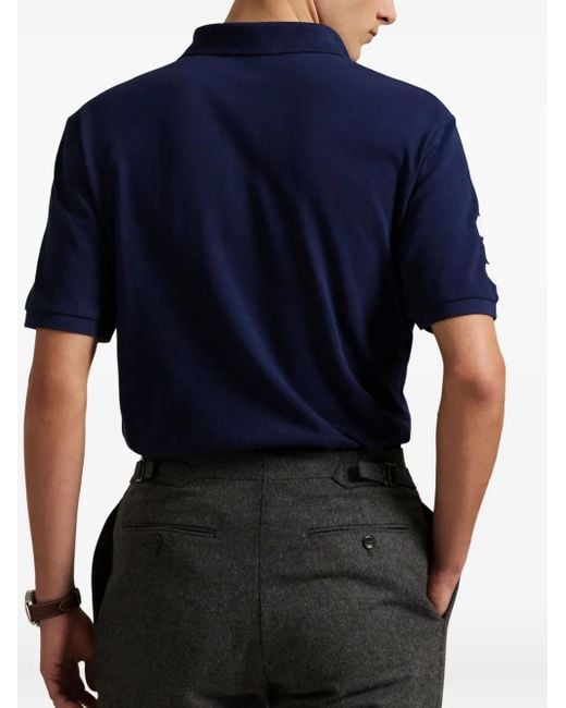 Polo Ralph Lauren Blue Embroidered-Logo Polo Shirt for men