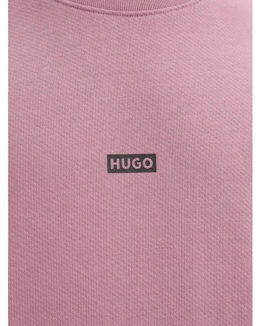 HUGO Pink Logo-Print Sweatshirt for men