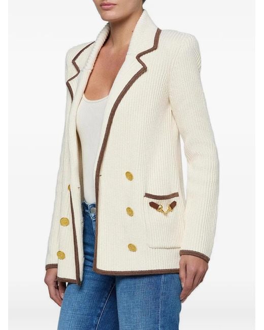 L'Agence White Ranch Ribbed-Knit Blazer