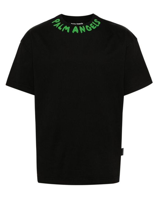 Palm Angels Black Neck Logo T-Shirt for men