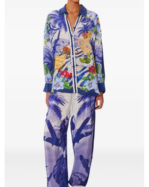 Farm Rio Blue Fresh Table Pajama Pants
