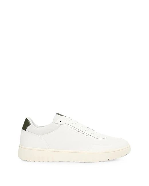 Tommy Hilfiger White Lightweight Basketball Leather Sneakers for men
