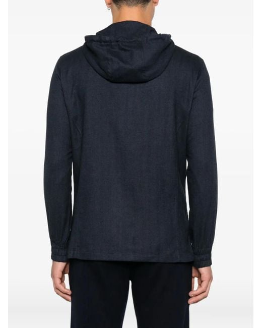 Kiton Blue Hooded Zip-Up Jacket for men