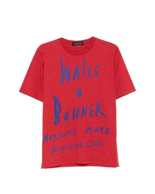 Wales Bonner Red Logo-Print Crew-Neck T-Shirt