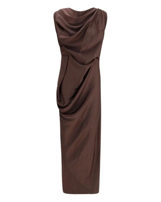 Vivienne Westwood Brown Robe Longue Long Fond À Col Drapé