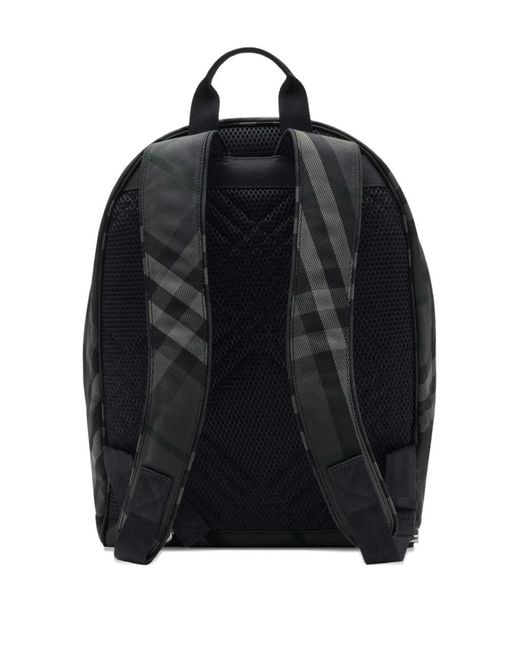 Burberry Black Check-Pattern Knight-Plaque Backpack for men