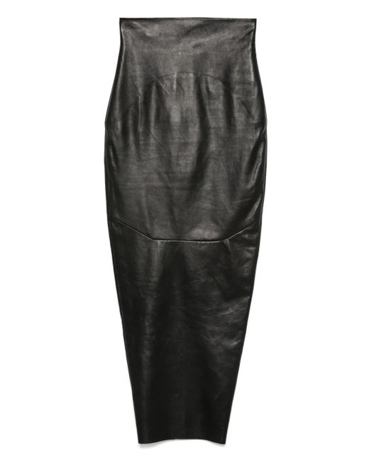 Rick Owens レザーマキシスカート Gray