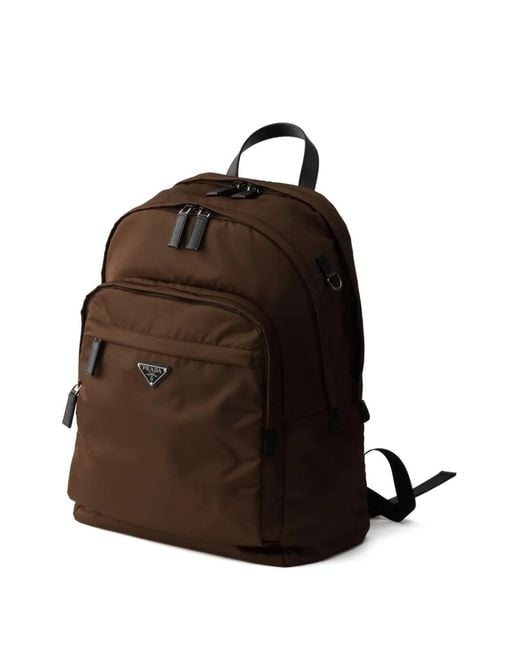 Prada Black Re-Nylon And Saffiano Leather Backpack for men