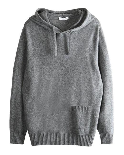 Givenchy Gray Fine-Knit Hoodie for men